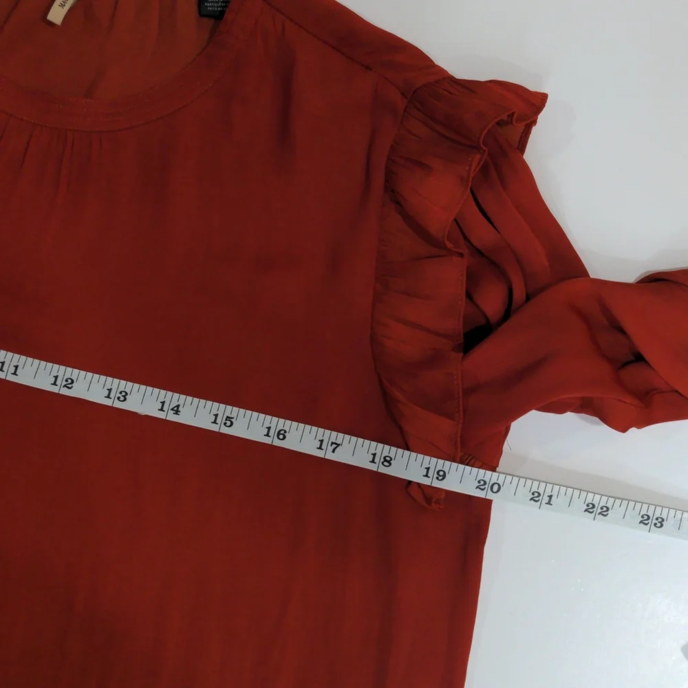 Scotch and Soda Ruffle Blouse in Burnt Orange size Small - Picture 10 of 11